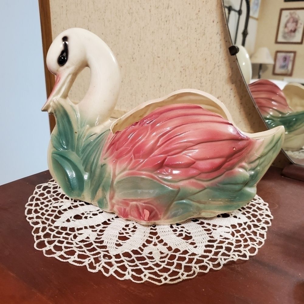 Ungemach Pottery Roseville OH Swan Ceramic Planter
